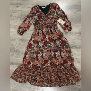 FRYE AND CO. Multicolor Floral Long Sleeve Dress